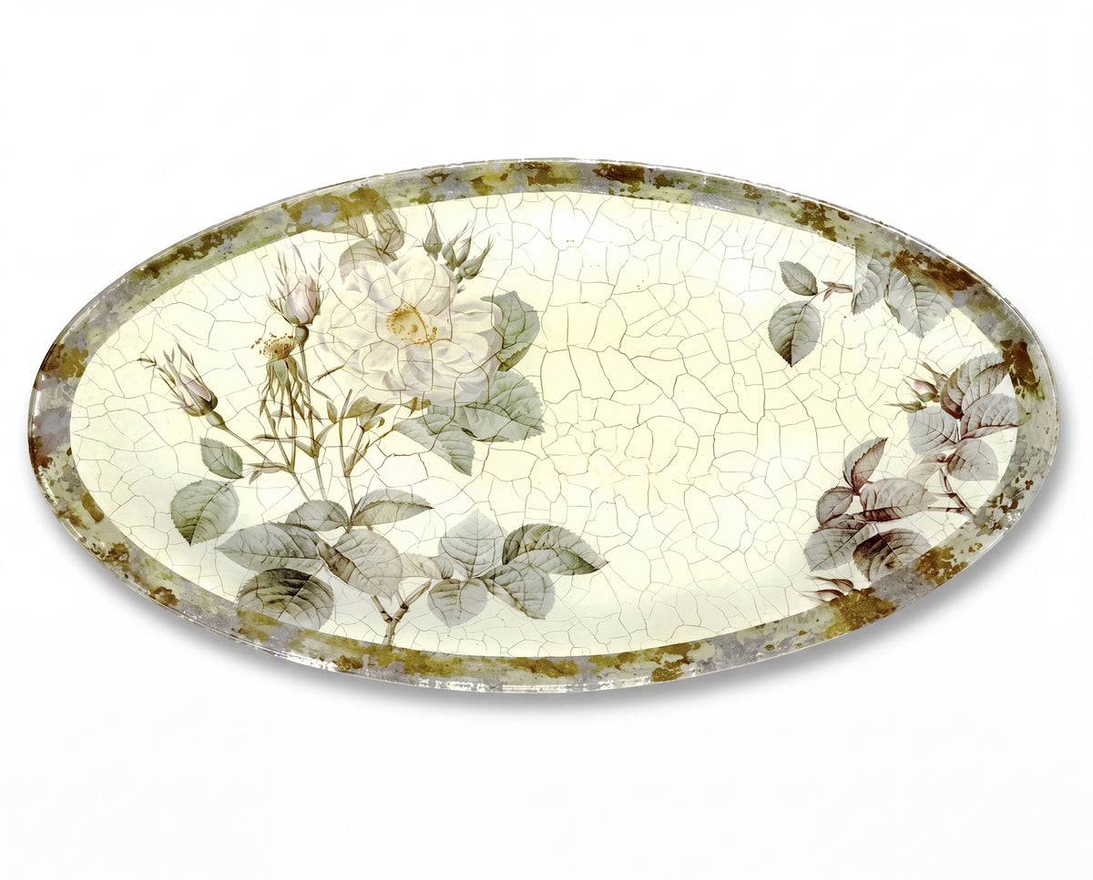 Rosarium White Alba Rose 20" Oval Platter
