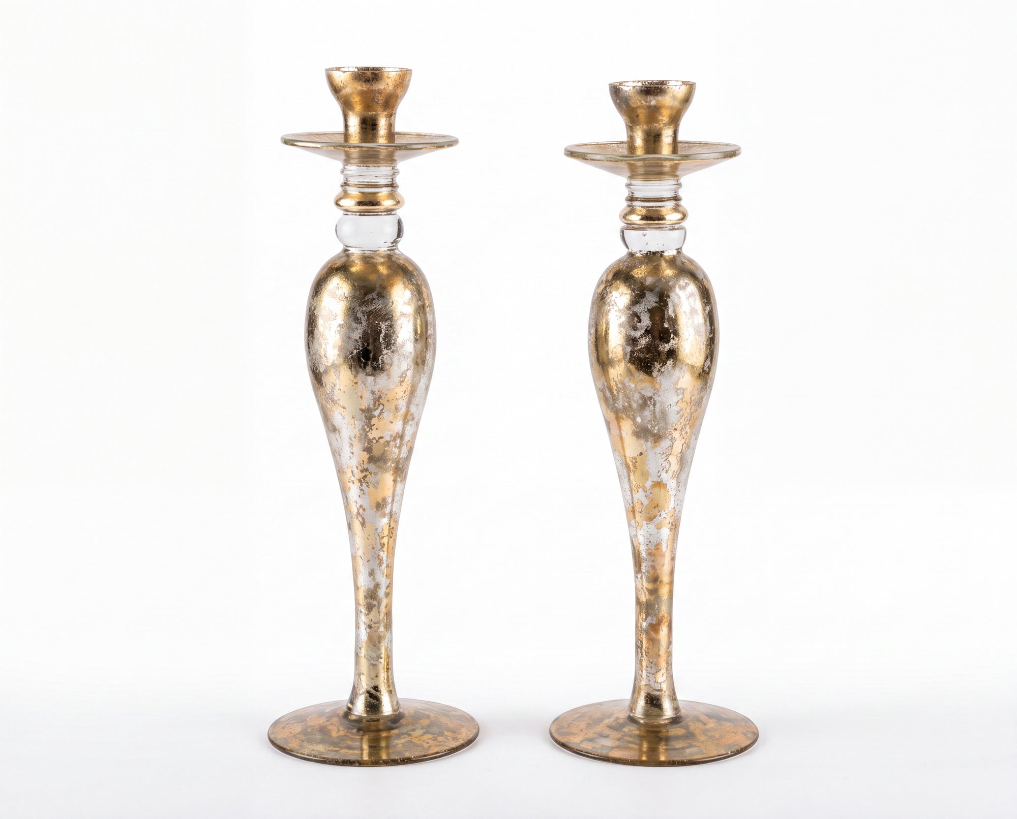 Tri-Gold Crystal 16” Tall Teardrop Candlestick