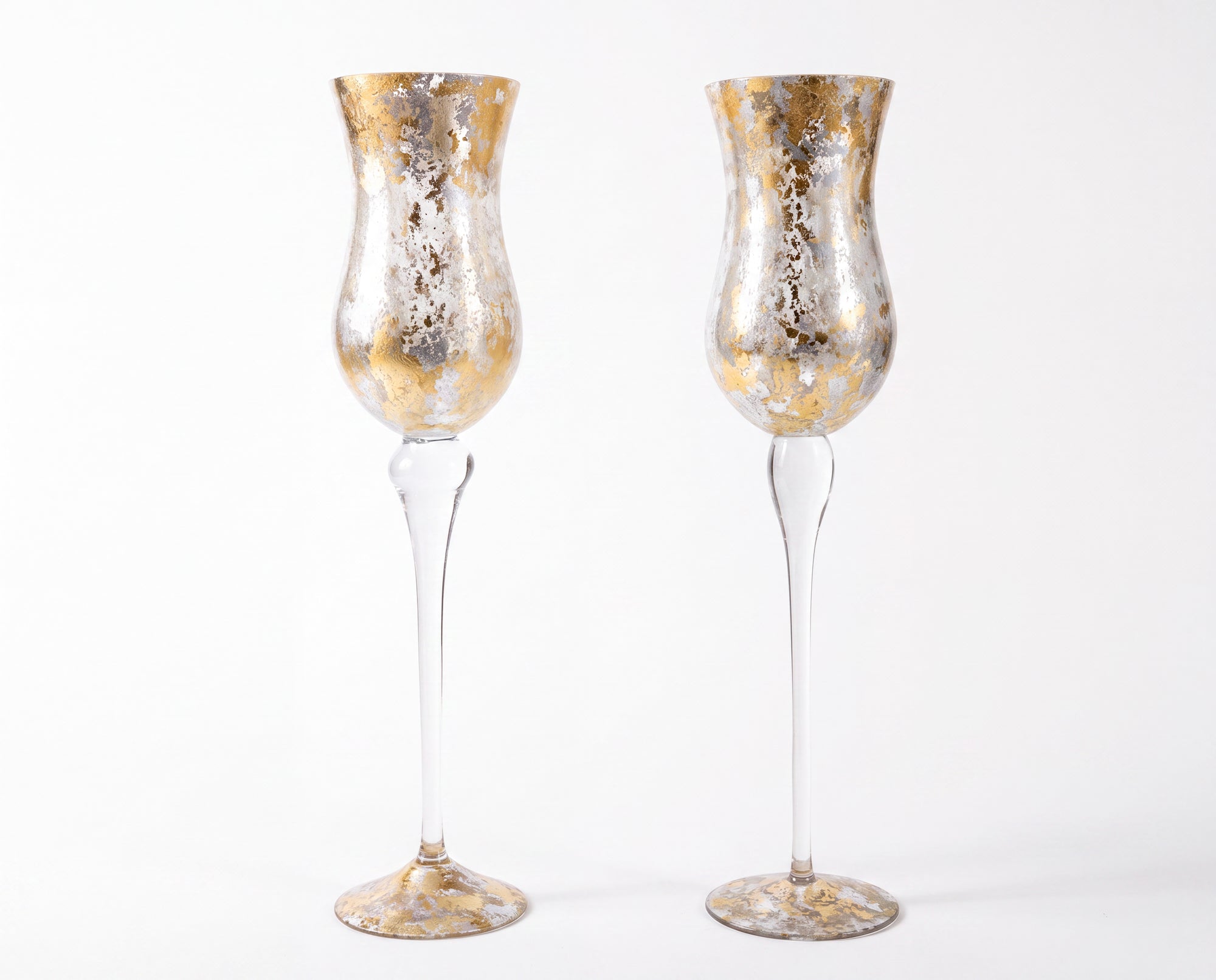 Tri-Gold Gossamer Crystal Grand Footed Lumière Vase — Pair