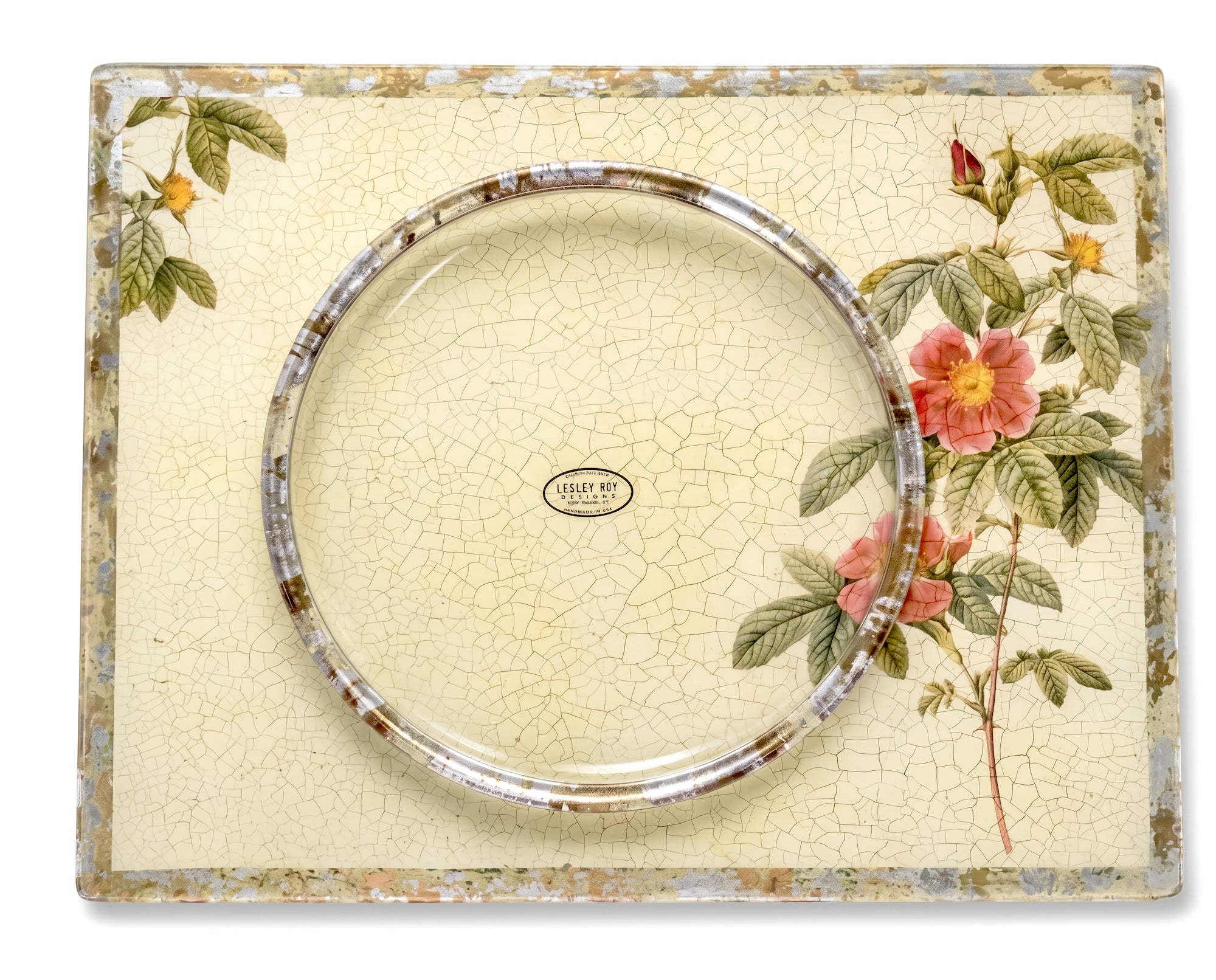 Rosarium 18" Glass Place-Setting & Presentation Board — Scarlet May Rose