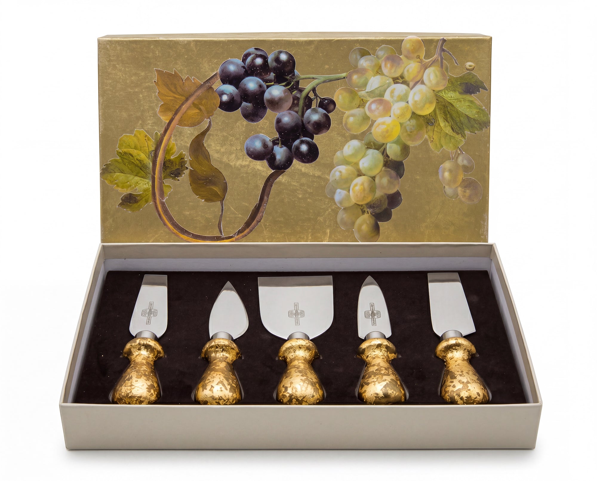 Vineyard 5-Piece Cathedral Gold™ Boxed Cheese Knife Set