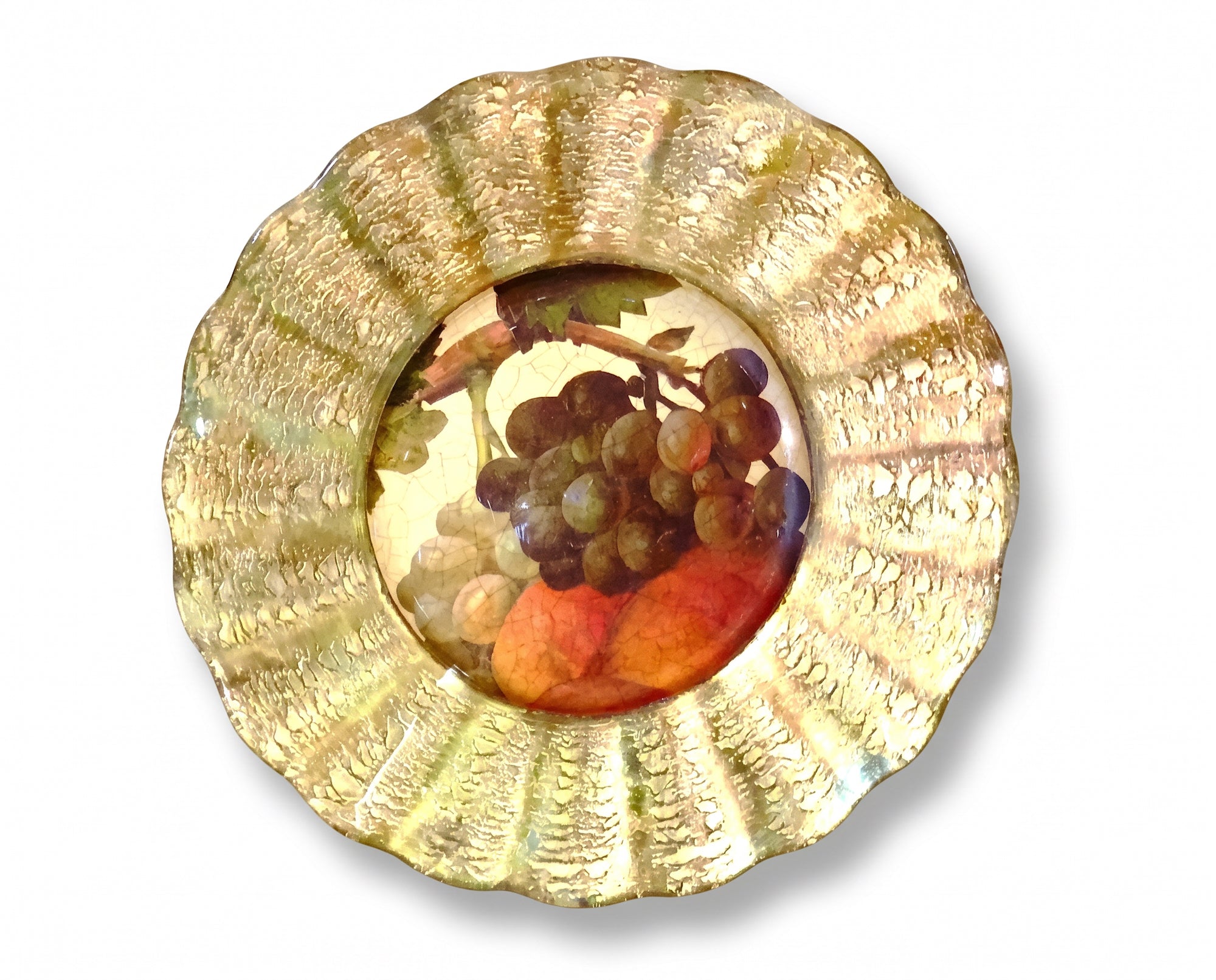 Vineyard 9" Fluted Plate — Merlot Grape with Peaches