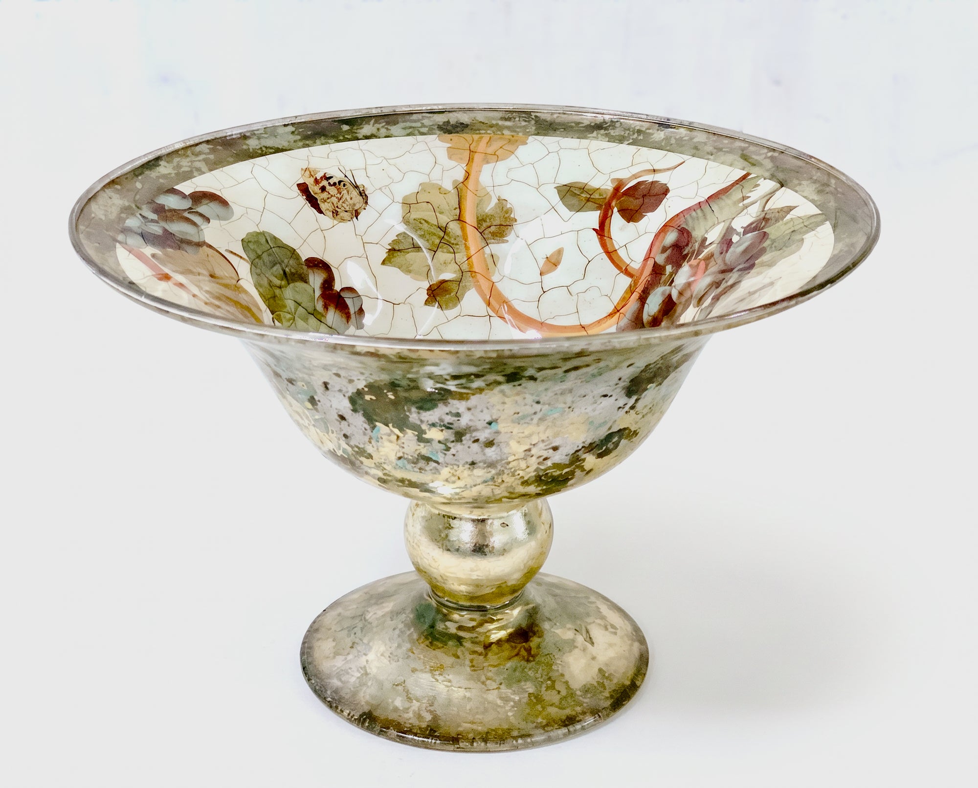 Vineyard Large Crystal Ball Footed Centerpiece Bowl
