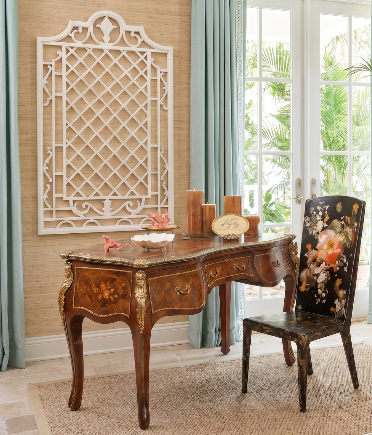 Lepidoptera Marquetry Writing Desk