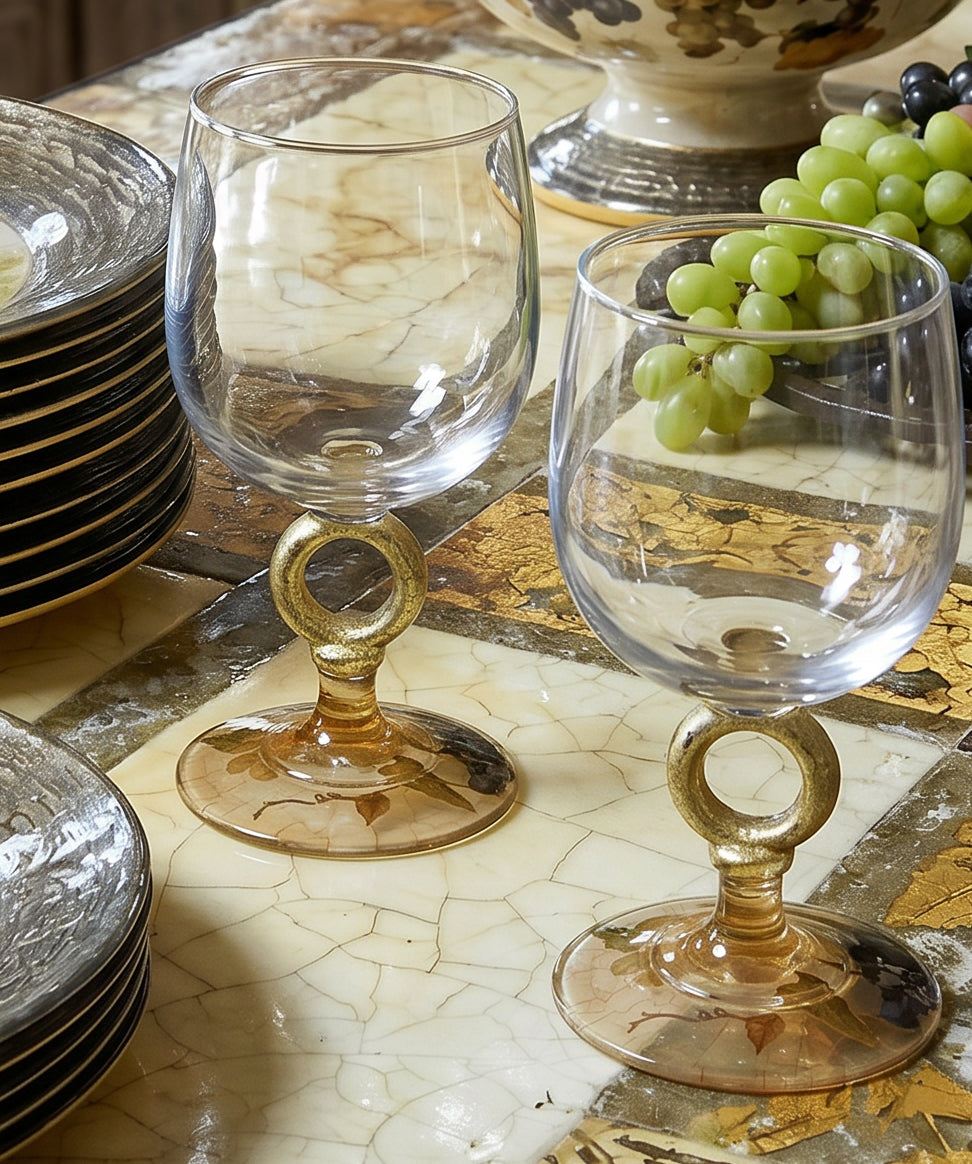 Vineyard Wine Tasting Glass with Vineyard Artwork & Signature O-Ring Grip