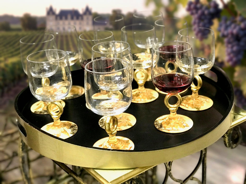 Vineyard Wine Tasting Glass with Vineyard Artwork & Signature O-Ring Grip