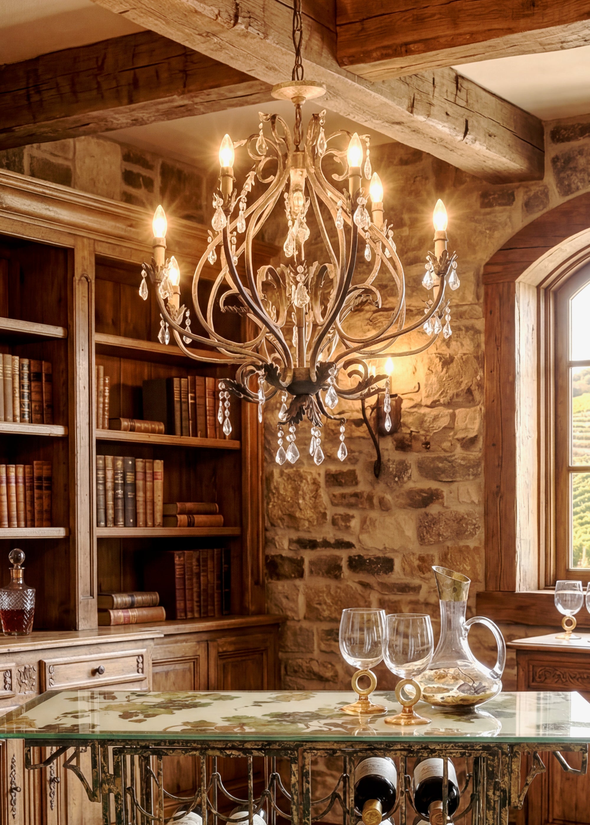 Vineyard Crystal Chateau Chandelier