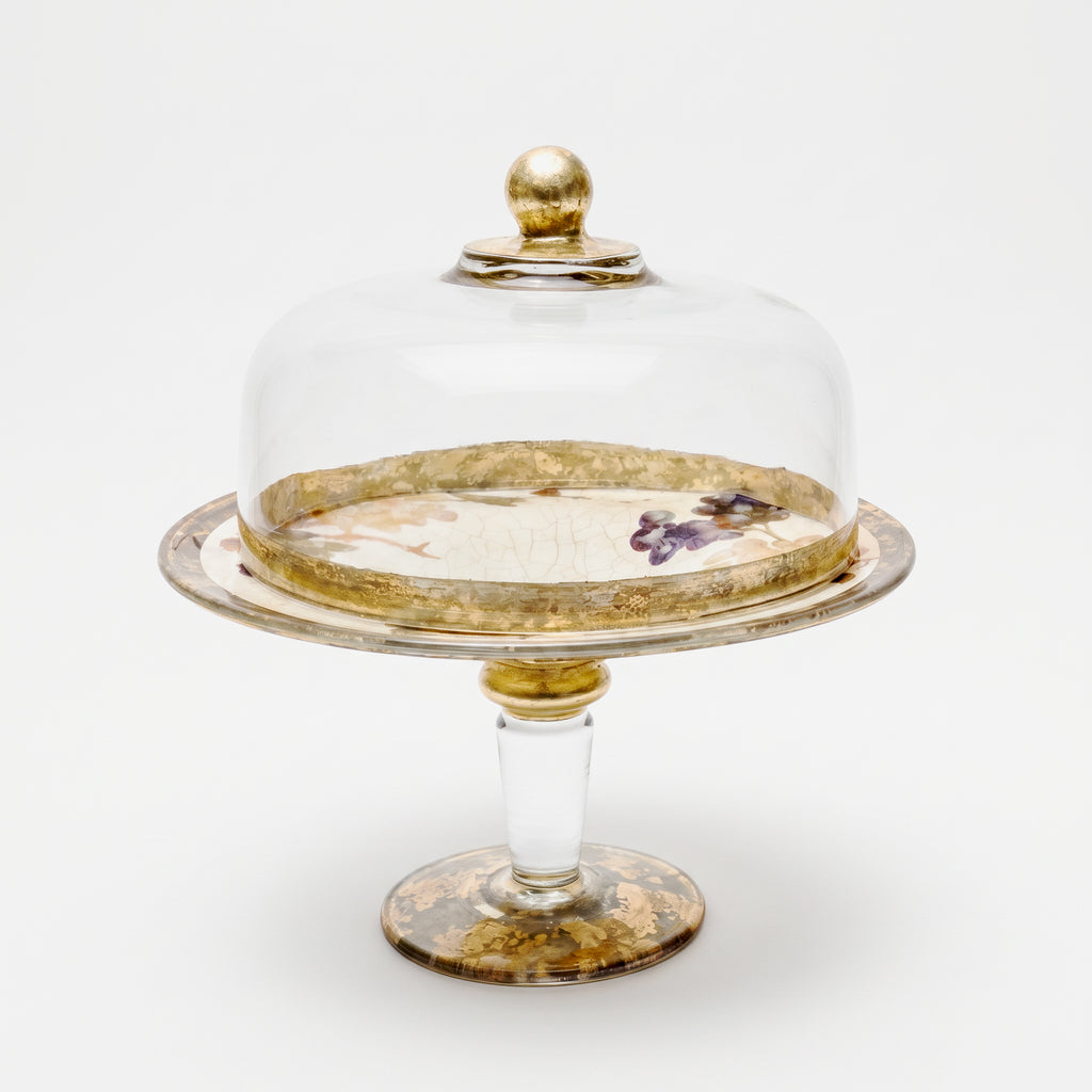 Vineyard Tall Cake Pedestal with Golden DomE