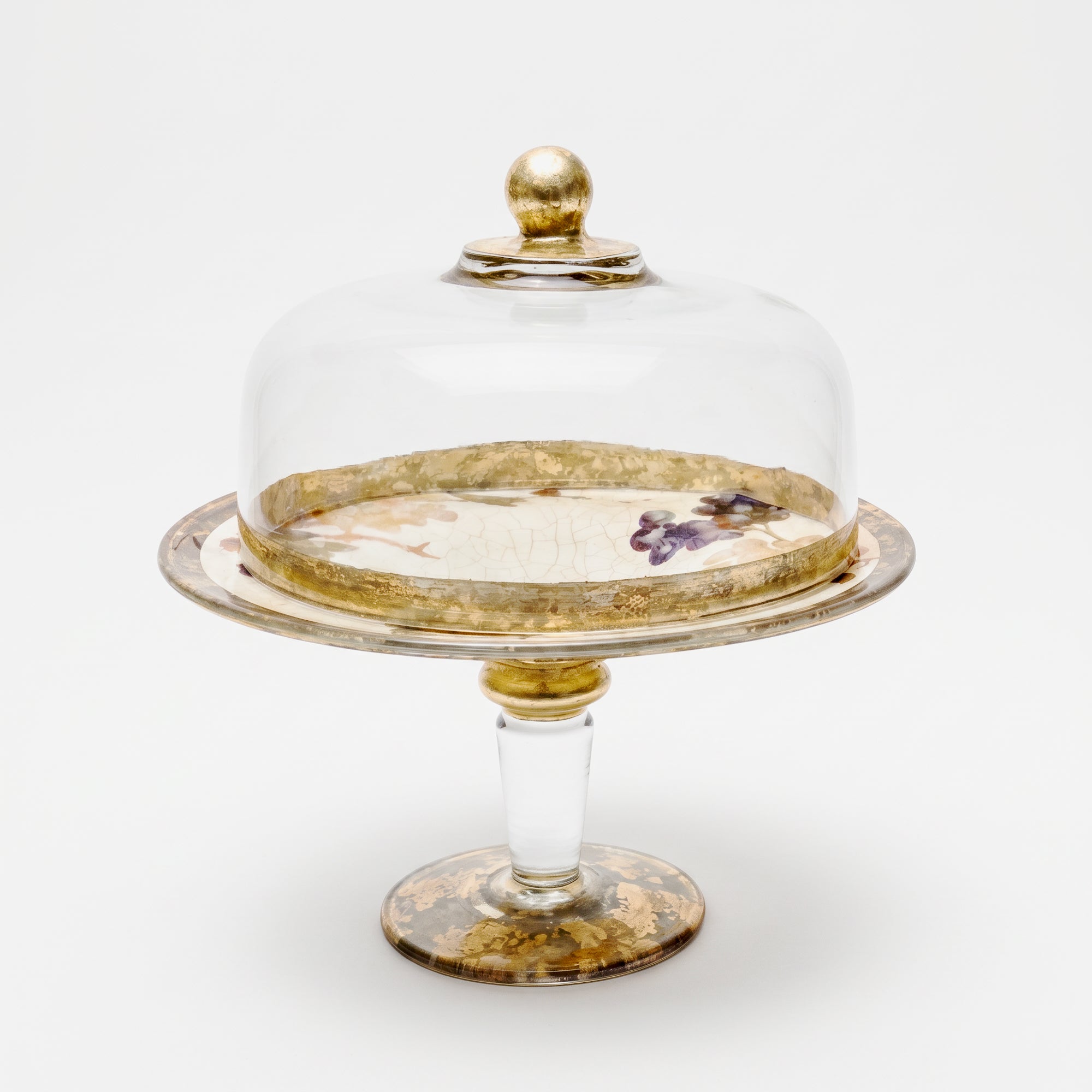 Vineyard Tall Cake Pedestal with Golden DomE