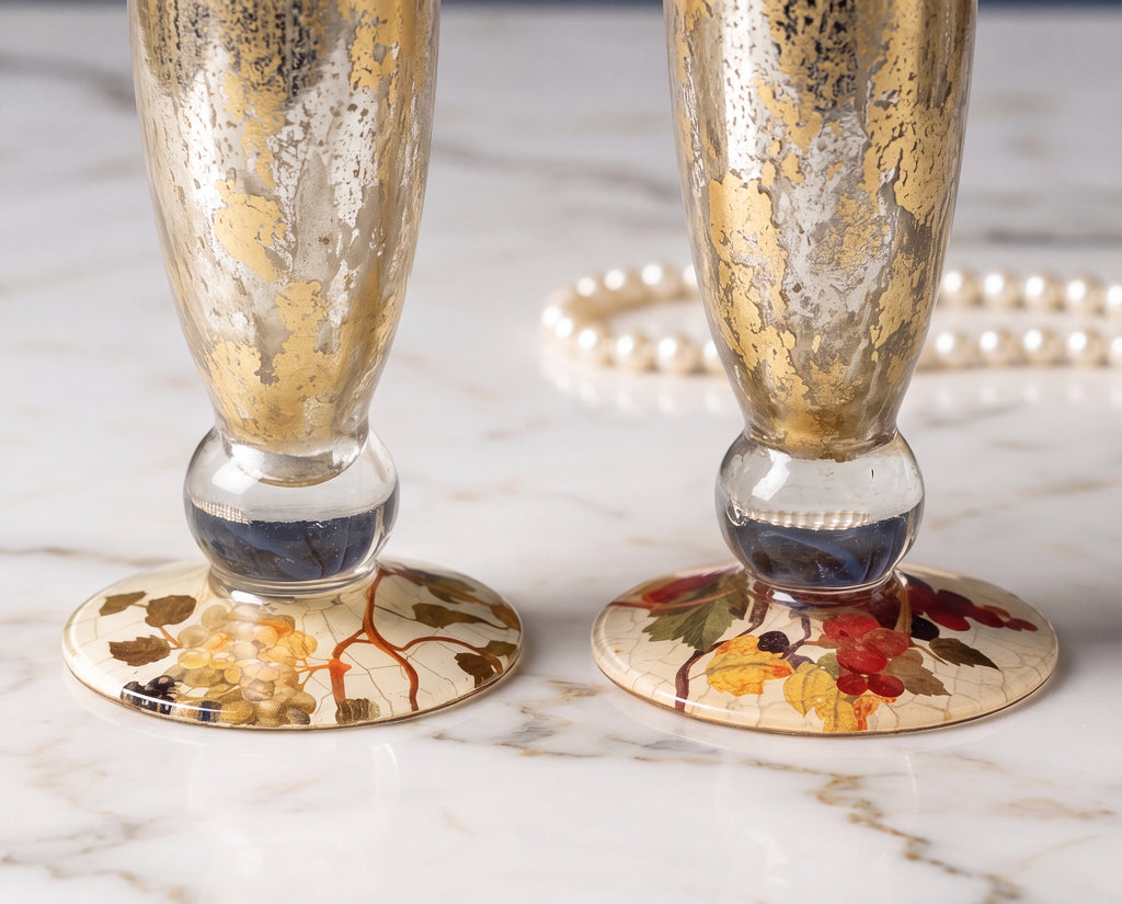 Vineyard Tall Crystal Gossamer-Gold™ 16" Vase with Grape Base