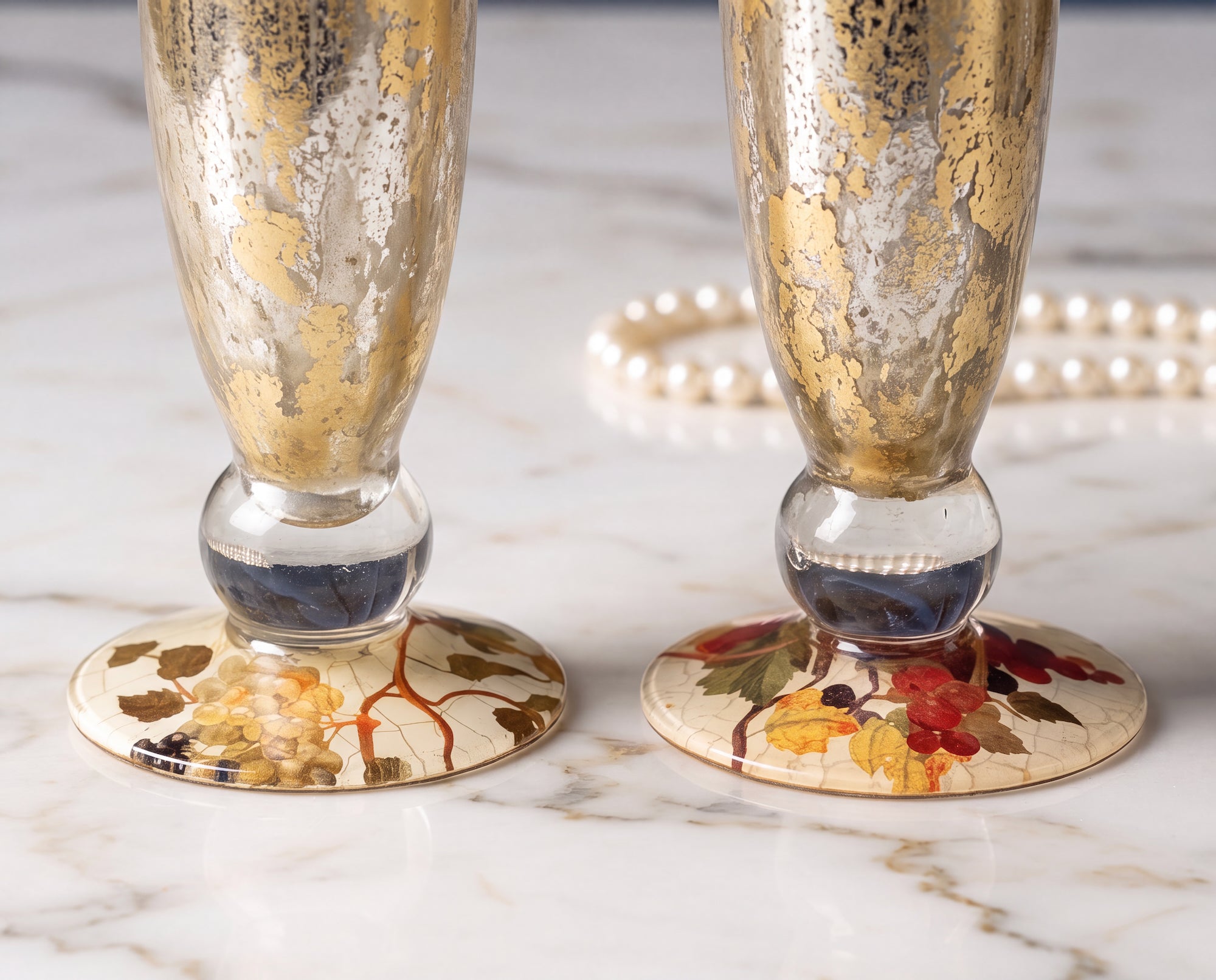 Vineyard Tall Crystal Gossamer-Gold™ 16" Vase with Grape Base