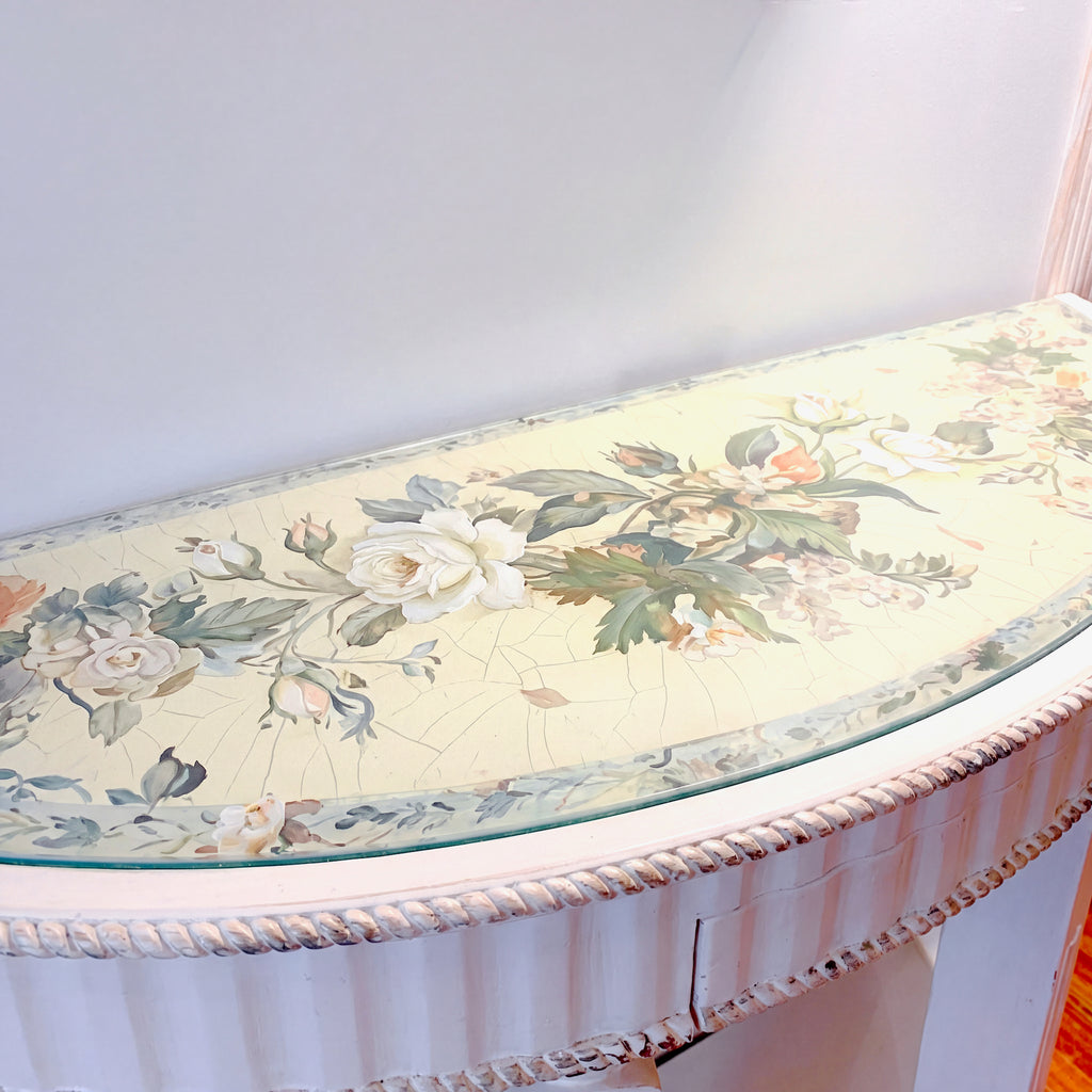White Rose Demi-Lune Table